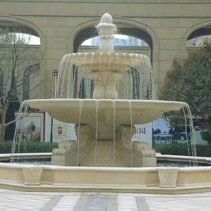 韶关 黄金麻花岗岩异型加工——户外庭院石雕流水喷泉