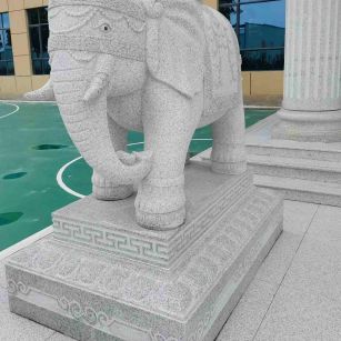 韶关 白麻花岗岩动物异形石雕-大象