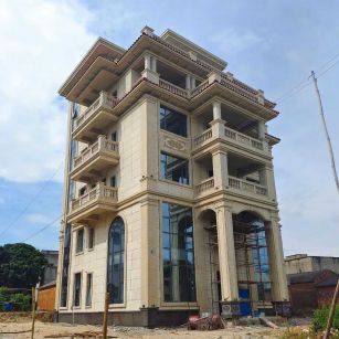 韶关 黄金麻花岗岩石材别墅外墙干挂搭配（雕花栏杆花瓶柱门楼罗马柱）