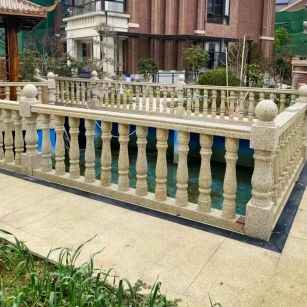 韶关黄金麻花岗岩石材栏杆，扶手，将军柱，花瓶柱