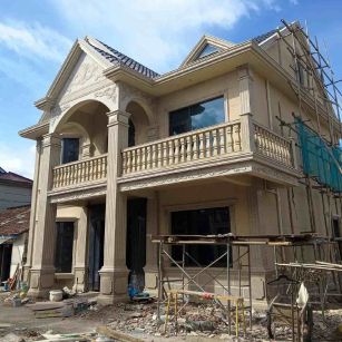 韶关 黄金麻花岗岩石材私人别墅雕花门楼柱阳台栏杆