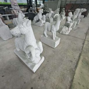 韶关 芝麻白花岗岩造型立体雕刻——十二生肖