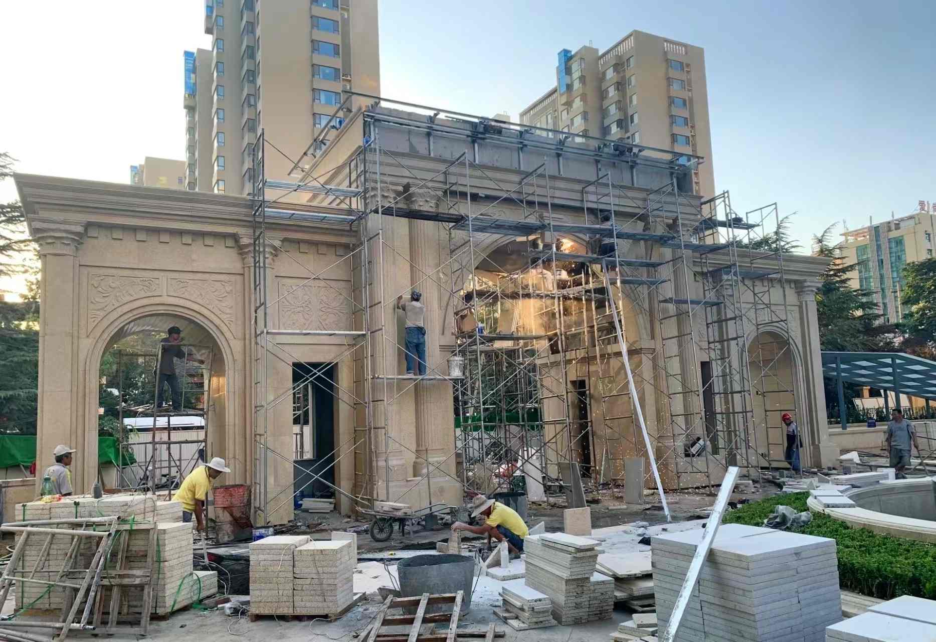 韶关 黄金麻荔枝面花岗岩小区门楼外墙干挂